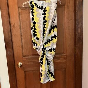 Diane Von Furstenberg Yellow and Black Patterned Dress